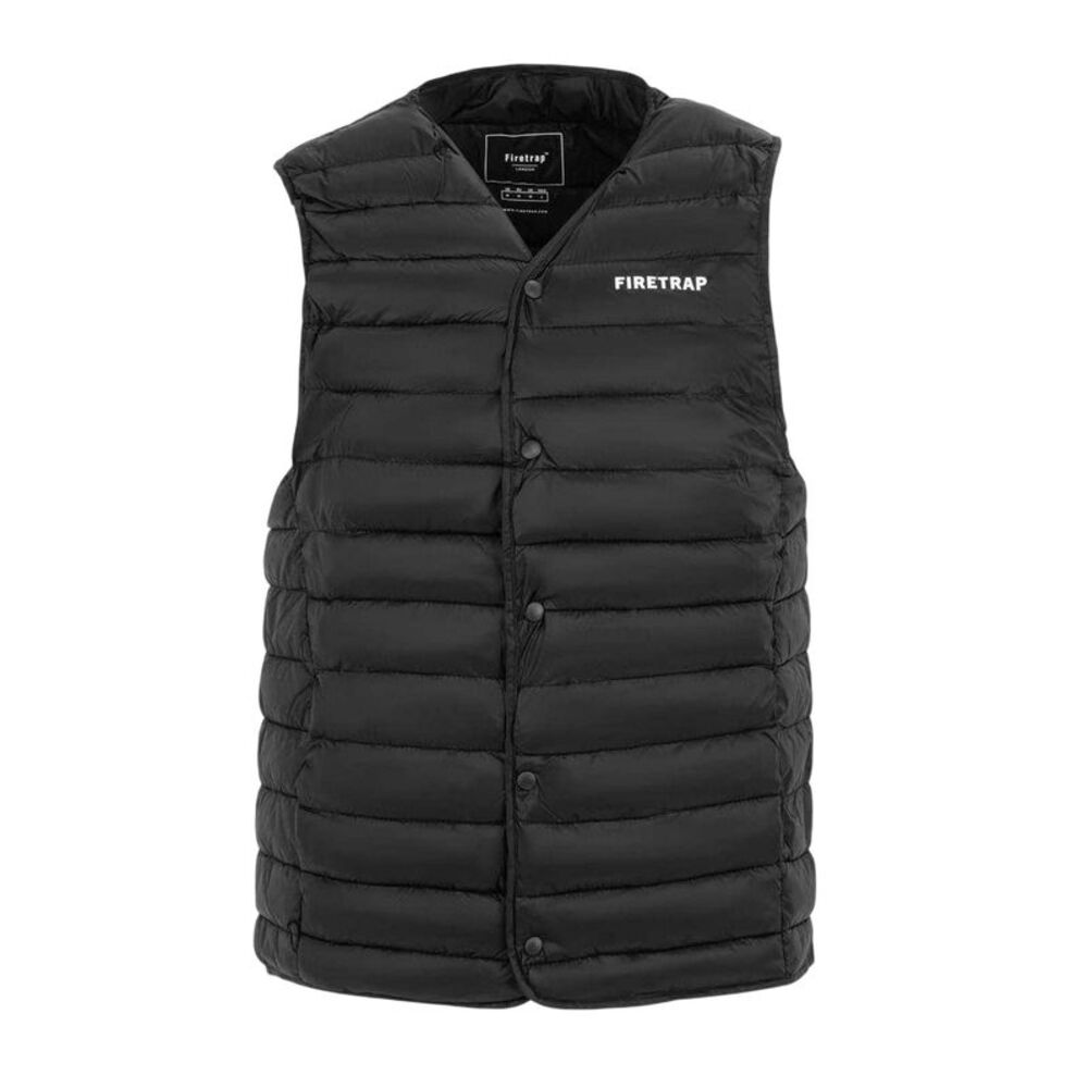 Firetrap Mens Logo Quilted Vest / Black